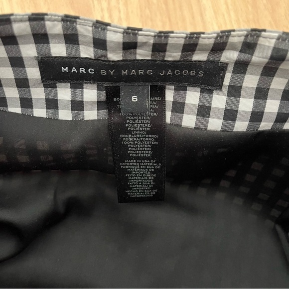 MARC by MARC JACOBS sz 6 GINGHAM BLACK White Giant BOW MINI SKIRT - Picture 6 of 10